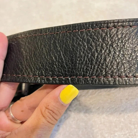 Fossil Womens Black Genuine Leather Belt 2" Wide Buckle Max 40" Classic Chic - Picture 6 of 11